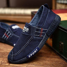 Load image into Gallery viewer, Summer Slip On Men's Casual Shoes Rubber Solid Mens Canvas Shoes Lightweight Waterproof Flat Casual Sneakers Loafer Shoes Casual Canvas Indoor Loafers
