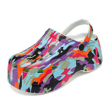 Load image into Gallery viewer, Summer Women Clogs Quick Dry Rainbow Tie Thick Wedges Garden Shoes Beach Sandals Flip Flops For Women Slipper Lightweight Home Slip On Walking Casual Art Painted Travel Holiday Shoes
