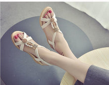 Load image into Gallery viewer, Summer Women Sandals Soft Comfortable Modern Shoes Flat Pearl Sandals Comfortable Ankle Strap Sandals Slip On Flat Sandal Elastic Comfort Summer Shoes
