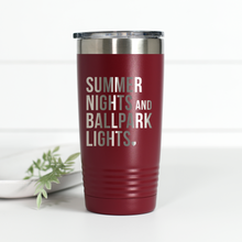 Load image into Gallery viewer, Summer Nights Ballpark Lights 20 oz Engraved Tumbler
