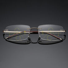 Load image into Gallery viewer, Super Light Multifocal Progressive Reading Glasses For Men And Women Anti Blue Light Near Far Sight Eyewear For Men And Women Rimless Progressive Multifocus Reading Glasses Blue Light Blocking No Line Multifocal Computer Readers for Women Men
