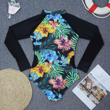 Load image into Gallery viewer, Surfing Swimsuit For Women Bikini Long Sleeve Swimwear Tiger Print Push Up Summer Bath Suit Two Piece Surfing Rash Guard Bikini Long Sleeve Swimsuit Set
