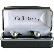 Load image into Gallery viewer, Swarovski Crystal Light Gray Pearl Cufflinks
