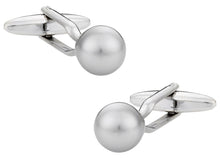 Load image into Gallery viewer, Swarovski Crystal Light Gray Pearl Cufflinks
