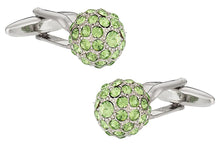 Load image into Gallery viewer, Swarovski Peridot Green Ball Cufflinks

