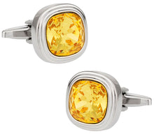 Load image into Gallery viewer, Swarovski Sunflower Yellow Crystal Cufflinks
