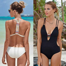 Load image into Gallery viewer, Swimsuit One Piece Backless  Beach Swimwear Women One Piece Swimsuits Plunge V Neck Bathing Suits Lace up Monokini Strappy Cutout Swimwear Bikini Bathing Suit Push Up Women's Swimwear Bodysuit For Women
