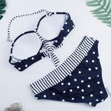 Load image into Gallery viewer, Swimwear Bikinis   Swimming Suit For Women Swimsuit Padded Push-up Bikini Set Women Padded Push up Bikini Set Halter Two Piece Cross Top Swimsuit Patchwork Bathing Suit
