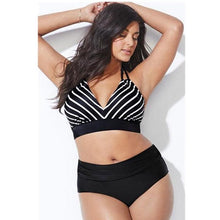 Load image into Gallery viewer, Swimwear High Waist Two Piece Plus Size Large Size Plus Fat Printed Swimsuit Women Back Bikini Beach Bathing Suit Women High Waist Swimsuits Triangle Bathing Suit
