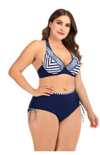 Load image into Gallery viewer, Swimwear High Waist Two Piece Plus Size Large Size Plus Fat Printed Swimsuit Women Back Bikini Beach Bathing Suit Women High Waist Swimsuits Triangle Bathing Suit
