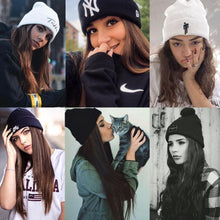 Load image into Gallery viewer, Synthetic Long Straight Knitted Hat Hair Wigs For Women Black Hat Hair Extension Wigs Cap With Hair Naturally Connect Hair Wigs For Black Women Cosplay Wigs For Women
