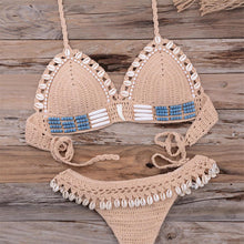 Load image into Gallery viewer, Tassel Knit Crochet Bikini Women Swimwear Female Swimsuit Two-piece Bikini Set Unique Bathing Suit Swim Women's Crochet Lace V Neck High Waist Bikini Set Two Pieces Swimsuit

