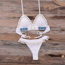 Load image into Gallery viewer, Tassel Knit Crochet Bikini Women Swimwear Female Swimsuit Two-piece Bikini Set Unique Bathing Suit Swim Women's Crochet Lace V Neck High Waist Bikini Set Two Pieces Swimsuit
