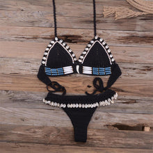Load image into Gallery viewer, Tassel Knit Crochet Bikini Women Swimwear Female Swimsuit Two-piece Bikini Set Unique Bathing Suit Swim Women's Crochet Lace V Neck High Waist Bikini Set Two Pieces Swimsuit
