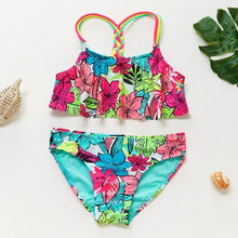 Load image into Gallery viewer, Teenager Girls Swimwear Two pieces Girls Swimsuit High quality Kids Bikini Sets Children Beach Wear Girls Two Piece Bikini Swimsuits Striped Ruffle Swimwear Bathing Suit Set
