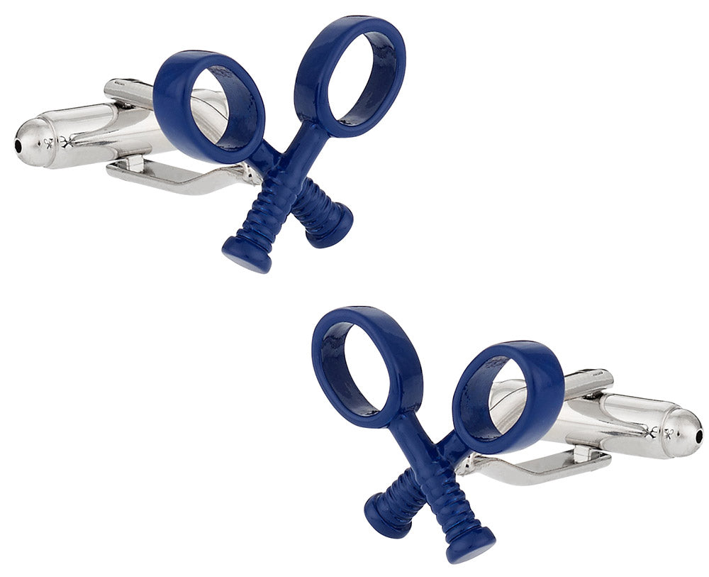 Tennis Racquet Cufflinks in Blue