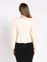 Load image into Gallery viewer, Textured Button Down Collared Peplum Cardigan
