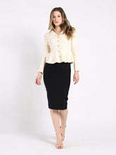 Load image into Gallery viewer, Textured Button Down Collared Peplum Cardigan
