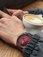 Load image into Gallery viewer, Burgundy Sunburst Watch
