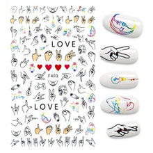 Load image into Gallery viewer, The New 3D Nail Sticker Cool English Letter stickers for nail  Foil Love Heart Design Nails Accessories Fashion Manicure Sticker Stickers Girls Manicure Decoration Nail Art Supplies 3D Self-Adhesive Nail Decals Designer Nail Stickers for Acrylic Nails
