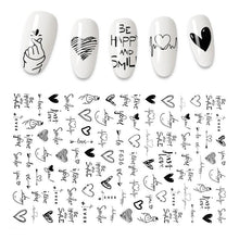 Load image into Gallery viewer, The New 3D Nail Sticker Cool English Letter stickers for nail  Foil Love Heart Design Nails Accessories Fashion Manicure Sticker Stickers Girls Manicure Decoration Nail Art Supplies 3D Self-Adhesive Nail Decals Designer Nail Stickers for Acrylic Nails
