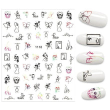 Load image into Gallery viewer, The New 3D Nail Sticker Cool English Letter stickers for nail  Foil Love Heart Design Nails Accessories Fashion Manicure Sticker Stickers Girls Manicure Decoration Nail Art Supplies 3D Self-Adhesive Nail Decals Designer Nail Stickers for Acrylic Nails
