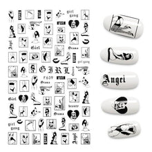 Load image into Gallery viewer, The New 3D Nail Sticker Cool English Letter stickers for nail  Foil Love Heart Design Nails Accessories Fashion Manicure Sticker Stickers Girls Manicure Decoration Nail Art Supplies 3D Self-Adhesive Nail Decals Designer Nail Stickers for Acrylic Nails
