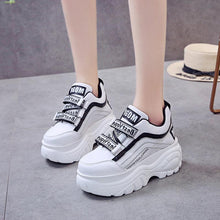 Load image into Gallery viewer, Thick Bottom Chunky Womens Sneakers White Black High Heels Strong Woman Casual Autumn Winter Footwear Casual Everyday Walking Fashionable Sneakers
