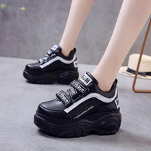 Load image into Gallery viewer, Thick Bottom Chunky Womens Sneakers White Black High Heels Strong Woman Casual Autumn Winter Footwear Casual Everyday Walking Fashionable Sneakers
