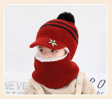 Load image into Gallery viewer, Thick Knitted Acrylic Winter Beanie Hats For Kids Child Outdoor Warm Balaclava Cap Girls Boys Bib Mask Face Cover Hairball Hat  Beanie Cap Mask Scarf Hat Set Outdoor Sport Warm Beanies Hat For Men Knitted Hats Bandana Hiking Camping Kid Neck Warmer Cap

