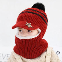 Load image into Gallery viewer, Thick Knitted Acrylic Winter Beanie Hats For Kids Child Outdoor Warm Balaclava Cap Girls Boys Bib Mask Face Cover Hairball Hat  Beanie Cap Mask Scarf Hat Set Outdoor Sport Warm Beanies Hat For Men Knitted Hats Bandana Hiking Camping Kid Neck Warmer Cap
