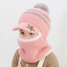 Load image into Gallery viewer, Thick Knitted Acrylic Winter Beanie Hats For Kids Child Outdoor Warm Balaclava Cap Girls Boys Bib Mask Face Cover Hairball Hat  Beanie Cap Mask Scarf Hat Set Outdoor Sport Warm Beanies Hat For Men Knitted Hats Bandana Hiking Camping Kid Neck Warmer Cap

