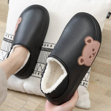 Load image into Gallery viewer, Thick Platform Winter Women Waterproof Non-Slip Home Rubber Slippers Warm Indoor Fur Cotton Women's Cozy Memory Foam Closed Back Slippers Wool-Like Blend Cotton House Shoes
