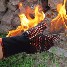 Load image into Gallery viewer, Thickened BBQ Gloves High Temperature Oven Gloves 500 800 Degrees Fire Resistant BBQ Heat Insulated Microwave Gloves Heat Insulation Gloves for BBQ Cooking Heat Resistant Grill Gloves Insulated Durable Fireproof For Cooking Grilling BBQ

