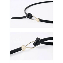 Load image into Gallery viewer, Thin Golden Buckle PU Leather Strap Belts For Women Casual Dress Luxurious Ladies Waist Belt
