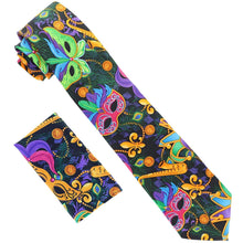 Load image into Gallery viewer, Vittorio Farina Mardi Gras Necktie &amp; Handkerchief
