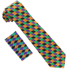 Load image into Gallery viewer, Vittorio Farina Mardi Gras Necktie &amp; Handkerchief
