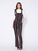 Load image into Gallery viewer, Tie-Shoulder Wide Leg Striped Overall Jumpsuit
