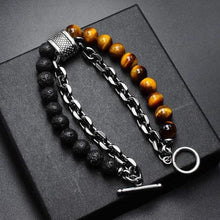 Load image into Gallery viewer, Tiger Eye Lava Stone Bracelet
