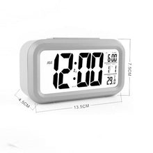 Load image into Gallery viewer, Time and Temperature Digital Table Snooze Alarm Clock  LCD Display Bedside Alarm Clock with Snooze Backlight Night Light Date and Temperature Sleep Timer for for Heavy Sleepers Children Wake Up Kids Alarm Clock Night Light for Children Desk Clock
