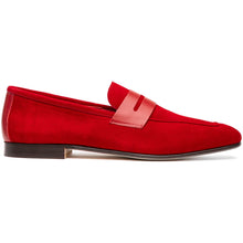 Load image into Gallery viewer, 16-672-RED Tippa Suede &amp; Calfskin Penny Loafers Red
