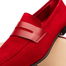 Load image into Gallery viewer, 16-672-RED Tippa Suede &amp; Calfskin Penny Loafers Red
