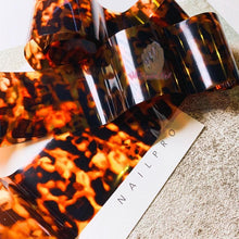Load image into Gallery viewer, Tortoiseshell Amber Nails Tortoise Shell Nail Art Foil Transfer Decals Wraps Tips Nail Manicure Decorations Leopard Nail Foil Transfer Stickers Leopard Snake Laser Gold Design Nail Foil Decals Art Sticker for Women Manicure Tips

