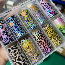 Load image into Gallery viewer, Tortoiseshell Amber Nails Tortoise Shell Nail Art Foil Transfer Decals Wraps Tips Nail Manicure Decorations Leopard Nail Foil Transfer Stickers Leopard Snake Laser Gold Design Nail Foil Decals Art Sticker for Women Manicure Tips
