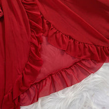 Load image into Gallery viewer, Seductive Lace Nightdress &amp; Panty Set - Transparent Red Sleepwear for Confident Women
