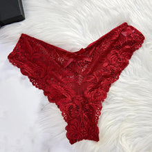 Load image into Gallery viewer, Seductive Lace Nightdress &amp; Panty Set - Transparent Red Sleepwear for Confident Women
