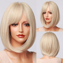Load image into Gallery viewer, Treding Bob Straight Brown Black Ombre Synthetic Wig Natural Short Wig for Women Middle Part Cosplay Wigs Heat Resistant Wigs For Black Women Wigs For Cosplay
