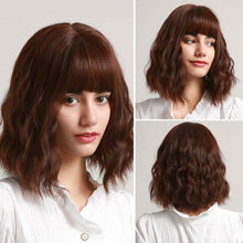 Load image into Gallery viewer, Treding Bob Straight Brown Black Ombre Synthetic Wig Natural Short Wig for Women Middle Part Cosplay Wigs Heat Resistant Wigs For Black Women Wigs For Cosplay
