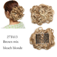 Load image into Gallery viewer, Trending LARGE Comb Clip In Curly Hair Extension Synthetic Hair Pieces Chignon Women Updo Cover Hairpiece Extension Hair Bun Clip in Hair Extension For Volumized Hair Buns For Girls
