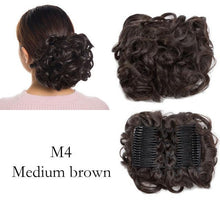 Load image into Gallery viewer, Trending LARGE Comb Clip In Curly Hair Extension Synthetic Hair Pieces Chignon Women Updo Cover Hairpiece Extension Hair Bun Clip in Hair Extension For Volumized Hair Buns For Girls
